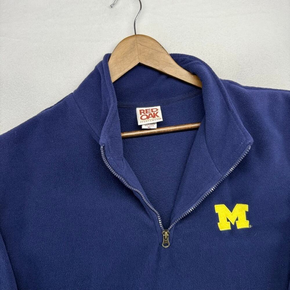 Vintage Michigan Sweater men's XL Blue Quarter Zip Fleece Embroidered Logo y2k